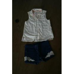 korte broek h&m + blouse maat 164