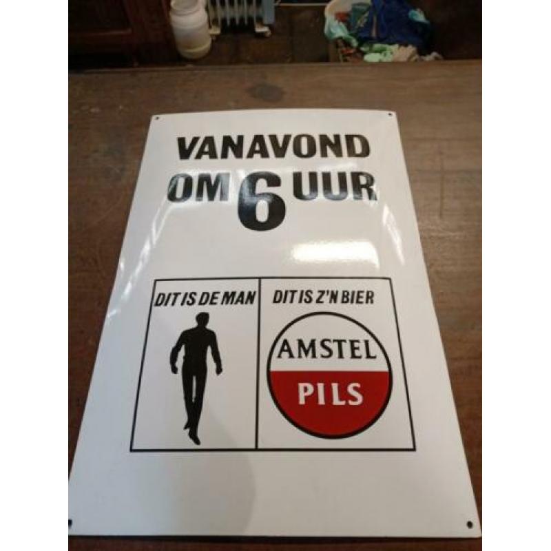 Vintage emaille Amstel reclamebord