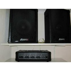 bogey speakerset met versterker ha-104 en speakersteunen