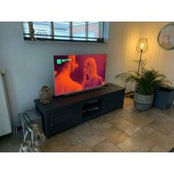 Teak houten tv meubel grijs geverfd