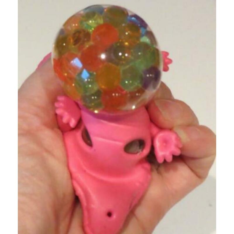 6 stuks Squishy dieren dino unicorn met orbeez squeezy