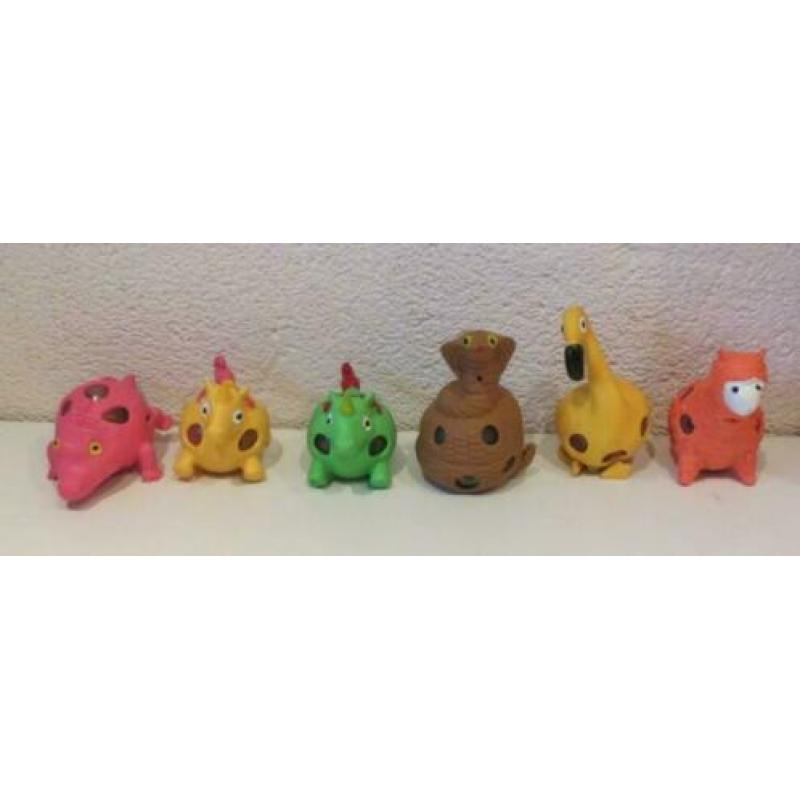 6 stuks Squishy dieren dino unicorn met orbeez squeezy