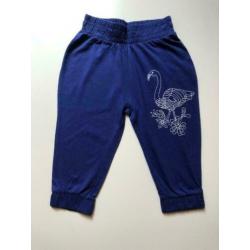 blauwe harem broek flamingo nep diamanten 116 - 122 NIEUW