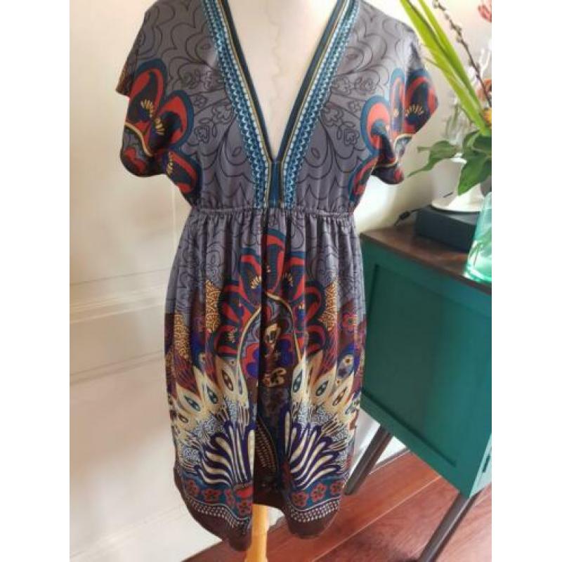 Boho hippie anthropologie kimono jurk geometrische print M