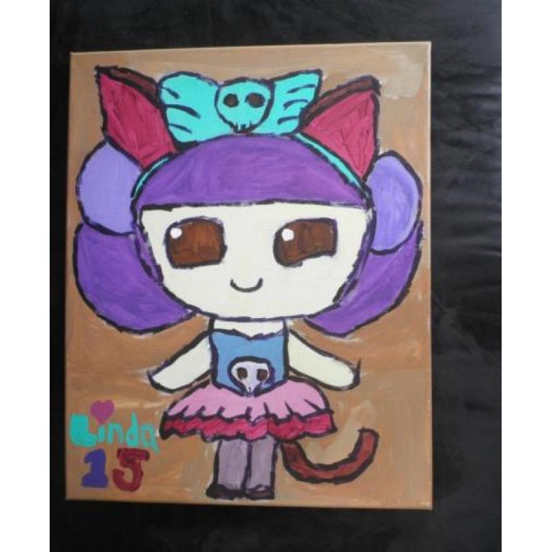 schilderij op doek gothic kitty 15