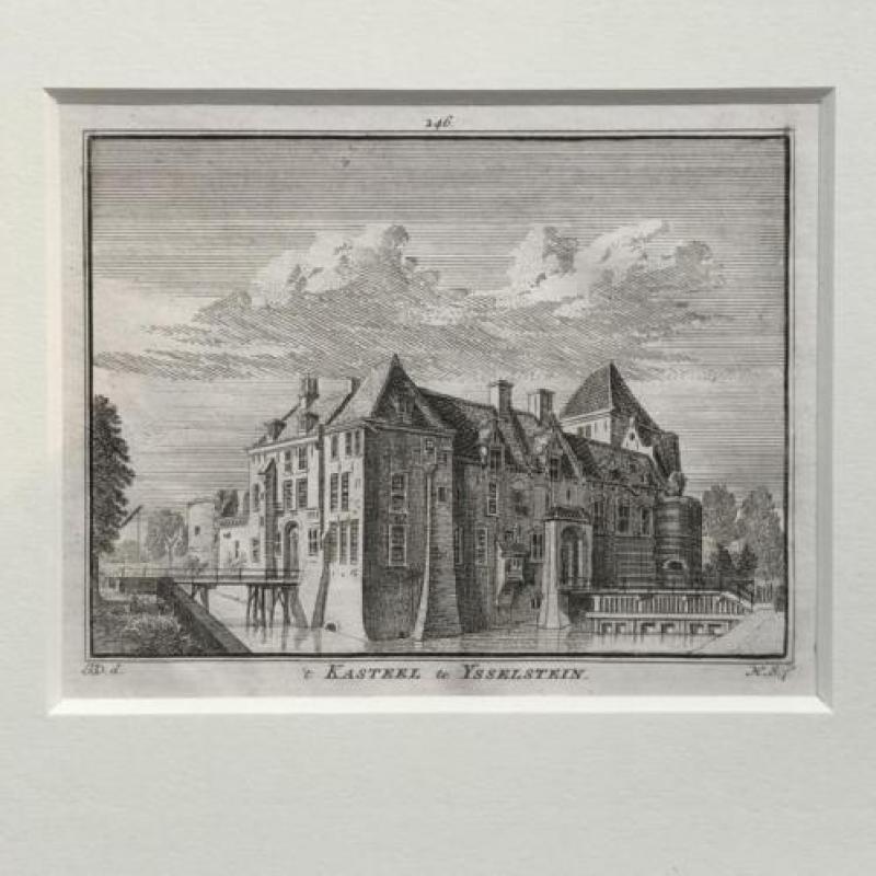 Kasteel IJsselstein, 1744, ingelijst achter luxe glas.