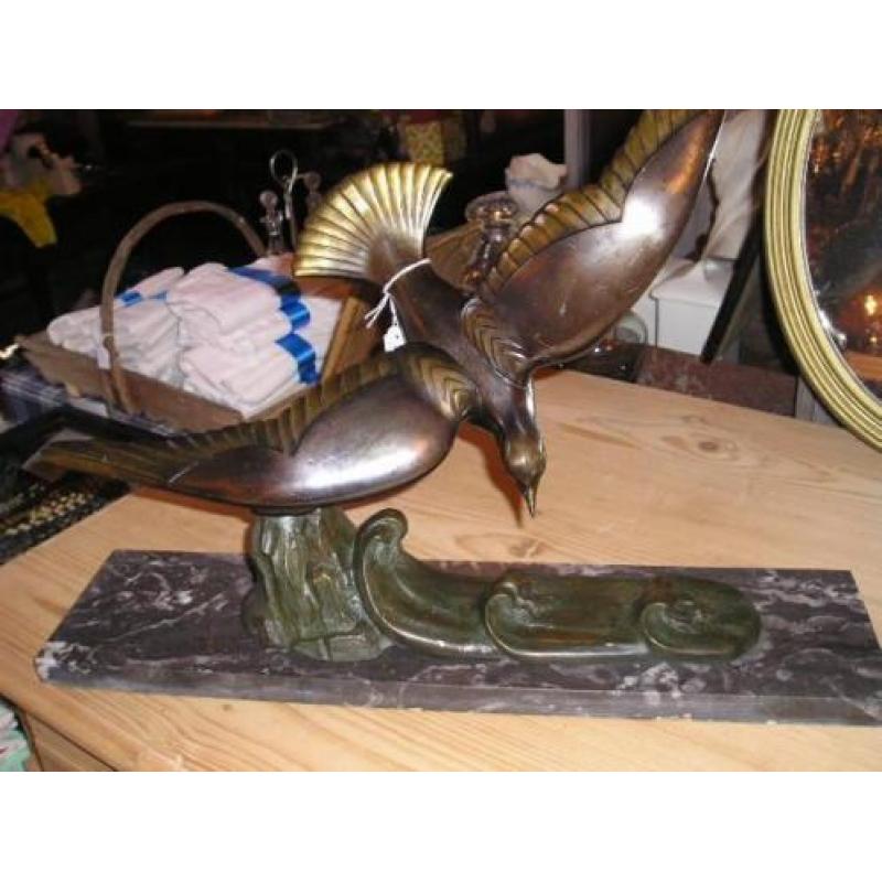 Franse beelden Bronzen Art Nouveau Art Deco honden vogels