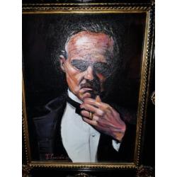 Marlon Brando, the Godfather olieverf schilderij