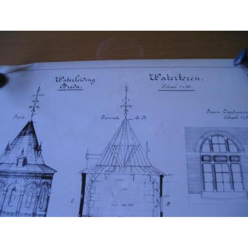 oude tekening watertoren breda 2 stuks