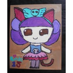 schilderij op doek gothic kitty 15