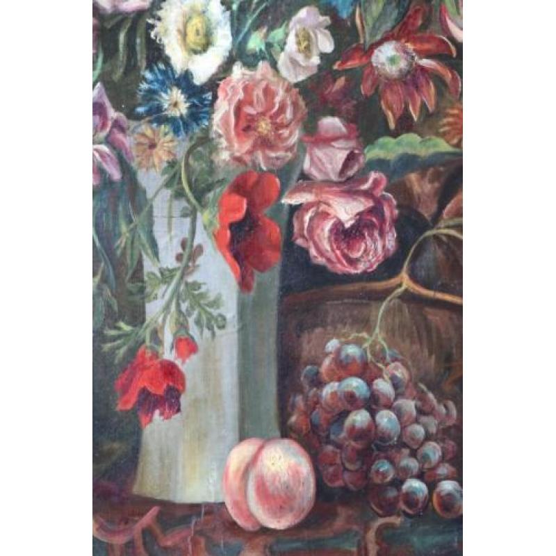 Frans 19e eeuws bloemen schilderij