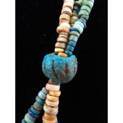 Egyptian necklace made of faience mummy beads and Melon bead