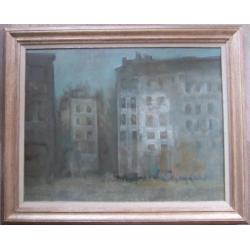 ==Jan Rijlaarsdam 1911-2007===70 x 90 cm==gebouwen in straat