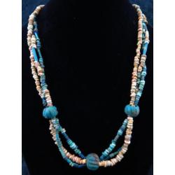 Egyptian necklace made of faience mummy beads and Melon bead