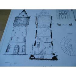 oude tekening watertoren breda 2 stuks