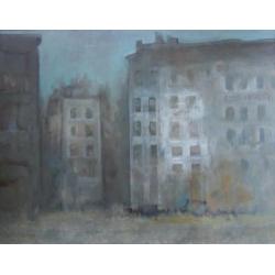 ==Jan Rijlaarsdam 1911-2007===70 x 90 cm==gebouwen in straat