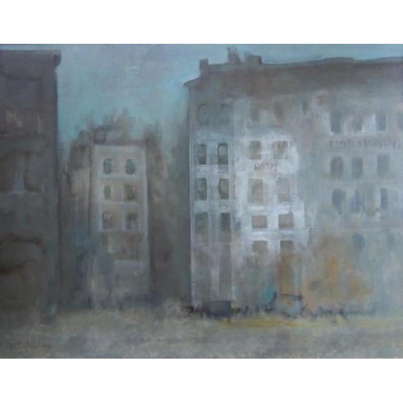 ==Jan Rijlaarsdam 1911-2007===70 x 90 cm==gebouwen in straat