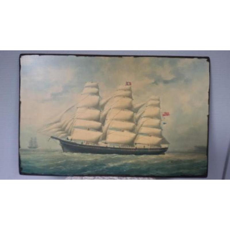 Klassiek maritiem schilderij William D. Lawrence driemaster