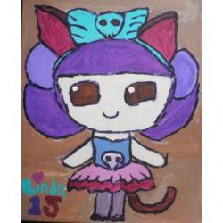 schilderij op doek gothic kitty 15