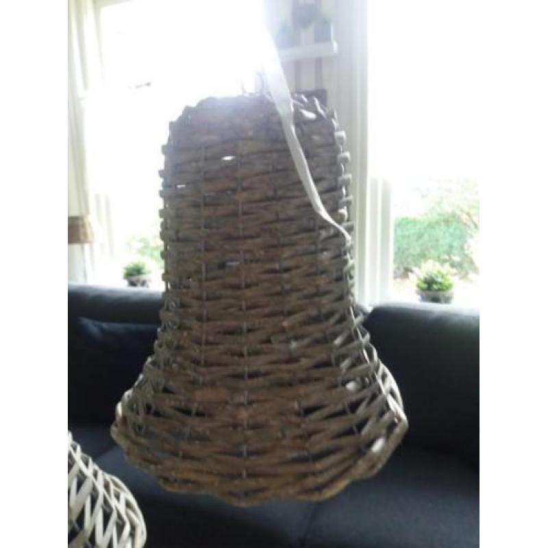 3 mooie rotan rattan kerstklokken kerstklok