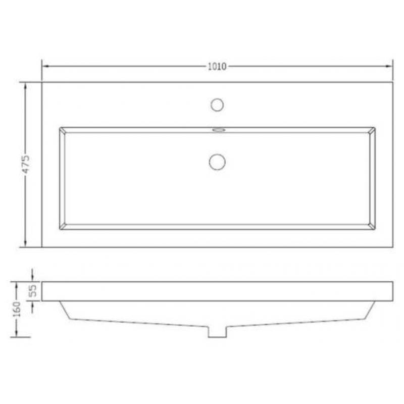 Vision kunstmarmer wastafel 1 kraangat 100×47 wit